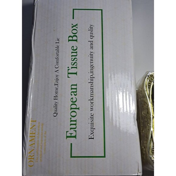 European Style Gold Tissue Box Ornamental Gold Toned Grandma Decor Deadstock - Picture 7 of 10